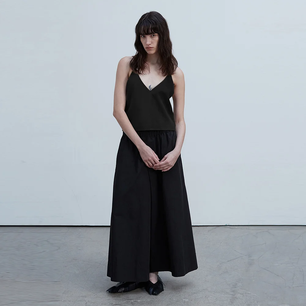 Suede V-Neck Bustier Top_Black