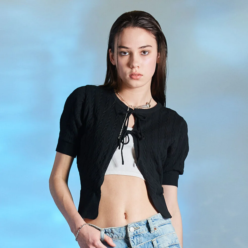 L10 RIBBON CARDIGAN(BLACK)