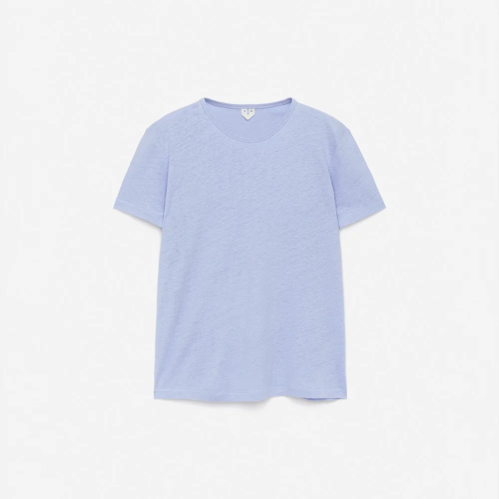 (W) 亞麻 混紡 T恤 (1244064-007) (淺 藍色)