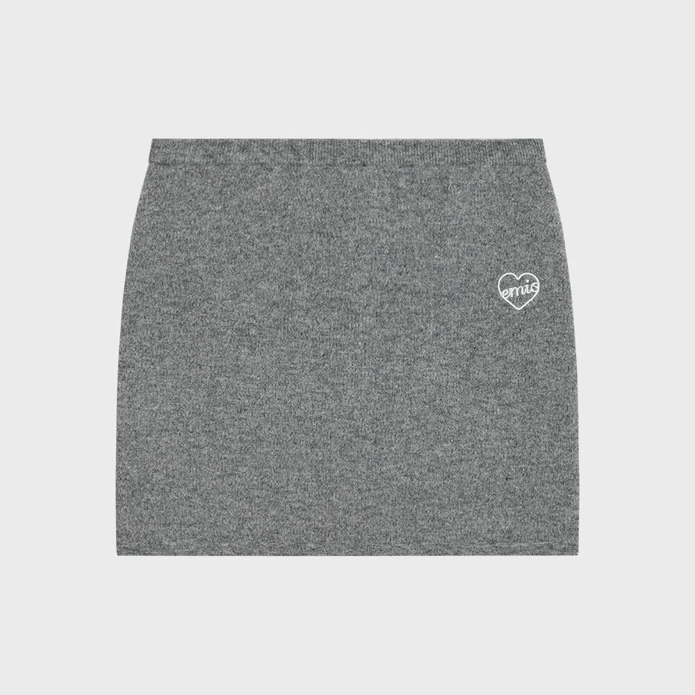 (W) HEART KNIT SKIRT-MELANGE GRAY