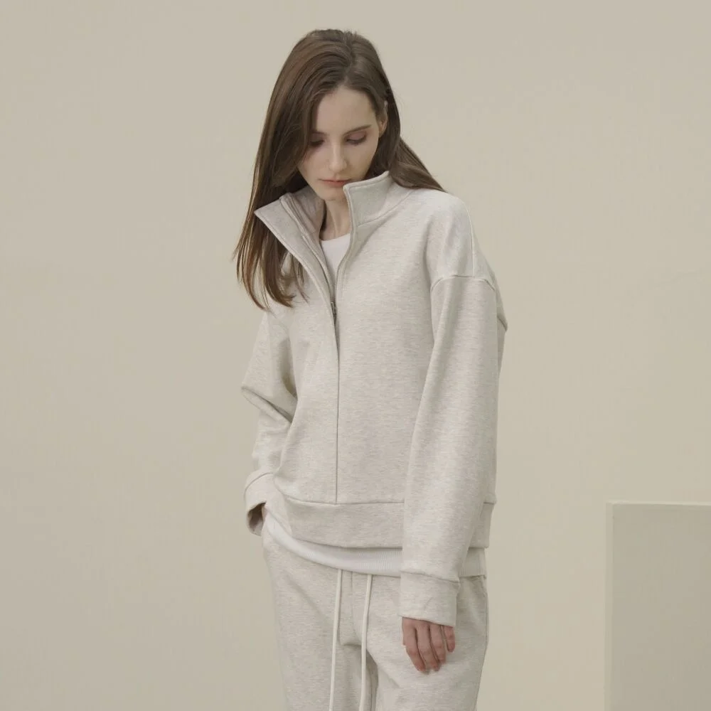 Terry Zip-up Sweatshirt _Ivory