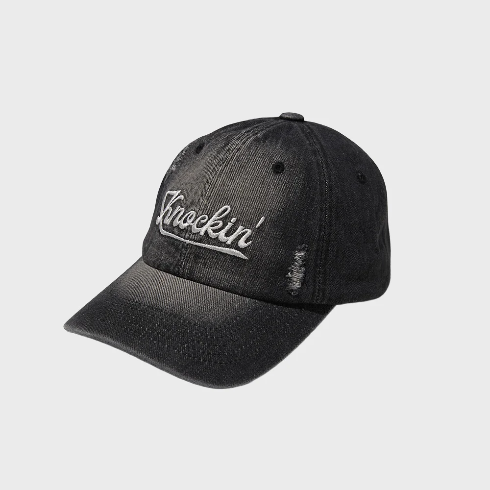 Damaged Denim Knockin Logo B.B Cap Black