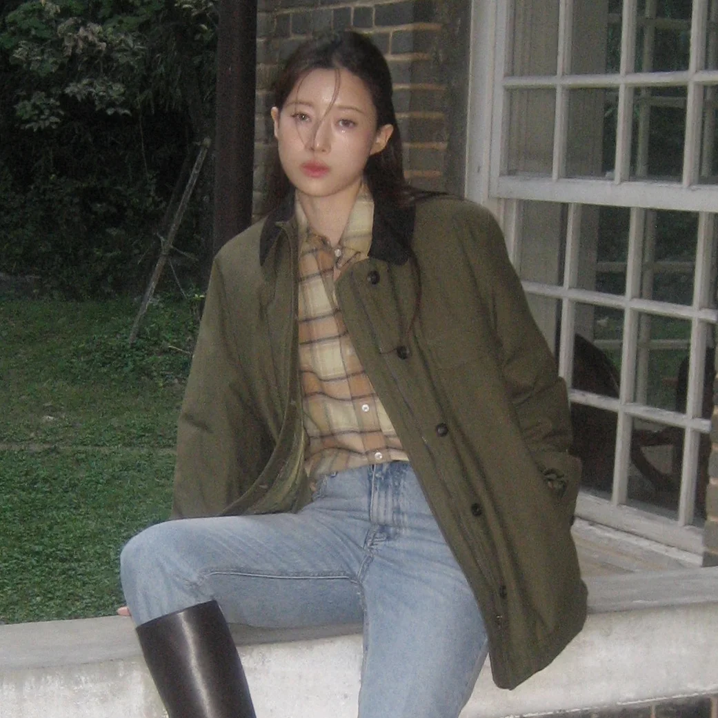 padded cotton work jacket (olive)