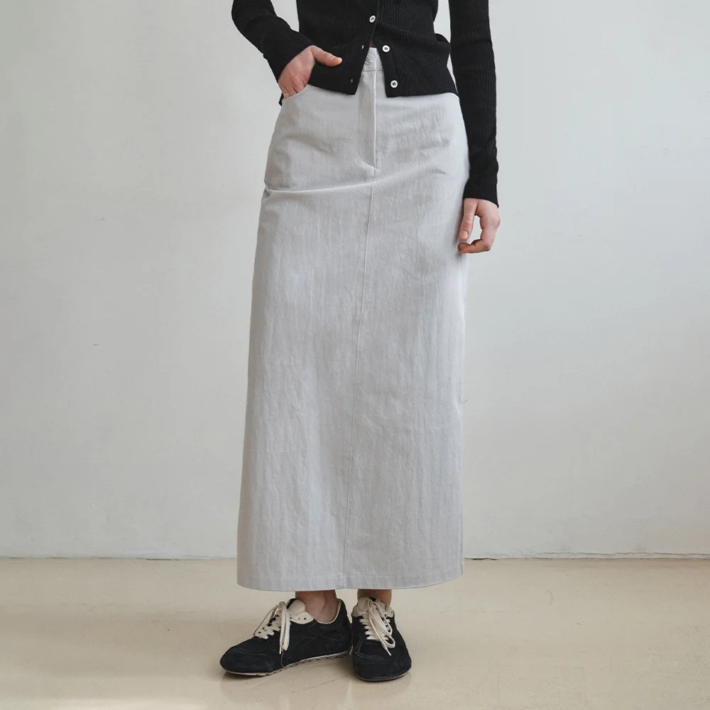 Pure Cotton Long Skirt_GRAY(W26SK02)