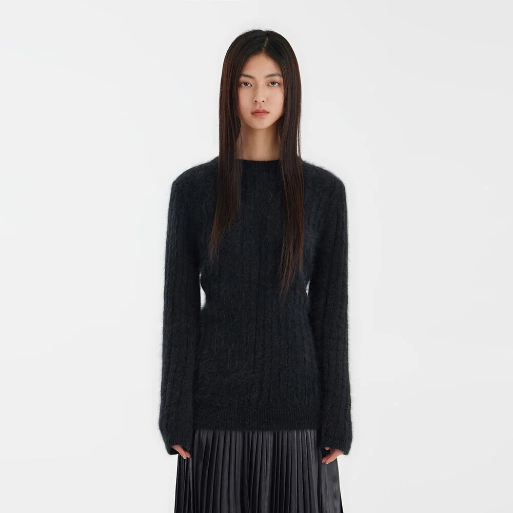 Hairy Angora Knit - Charcoal Grey