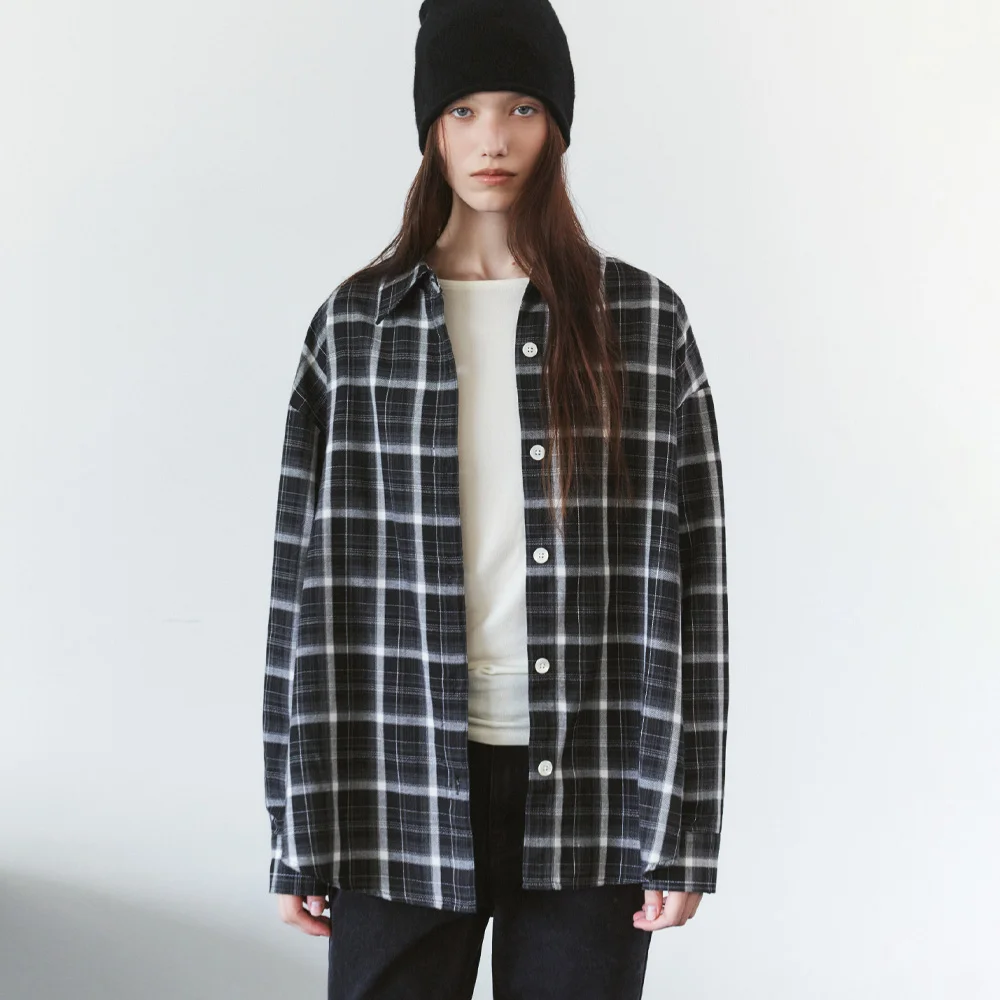 SITP5311 水洗 格紋 Shacket_Black