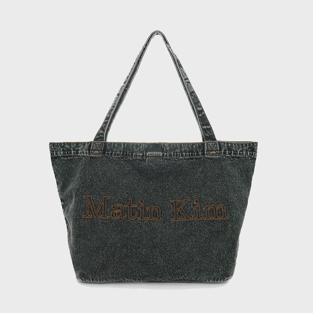 MATIN STITCH DENIM SHOULDER BAG IN BLACK