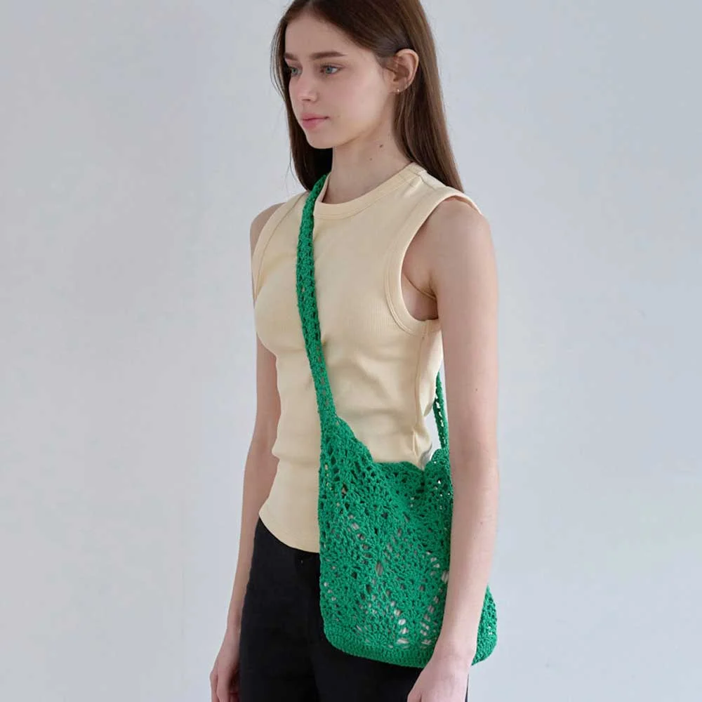 Pineapple Shoulder Bag _ Green (菠蘿 手工製 鉤織 單肩袋)