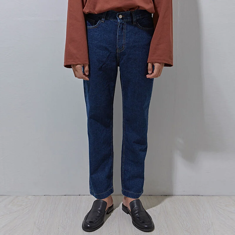 regular banding denim dark color