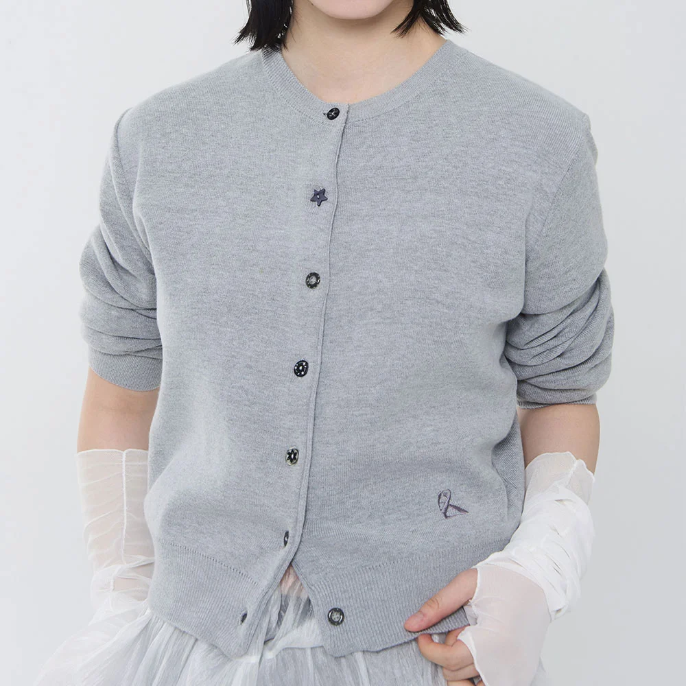 Stella Button Knit Cardigan_Gray