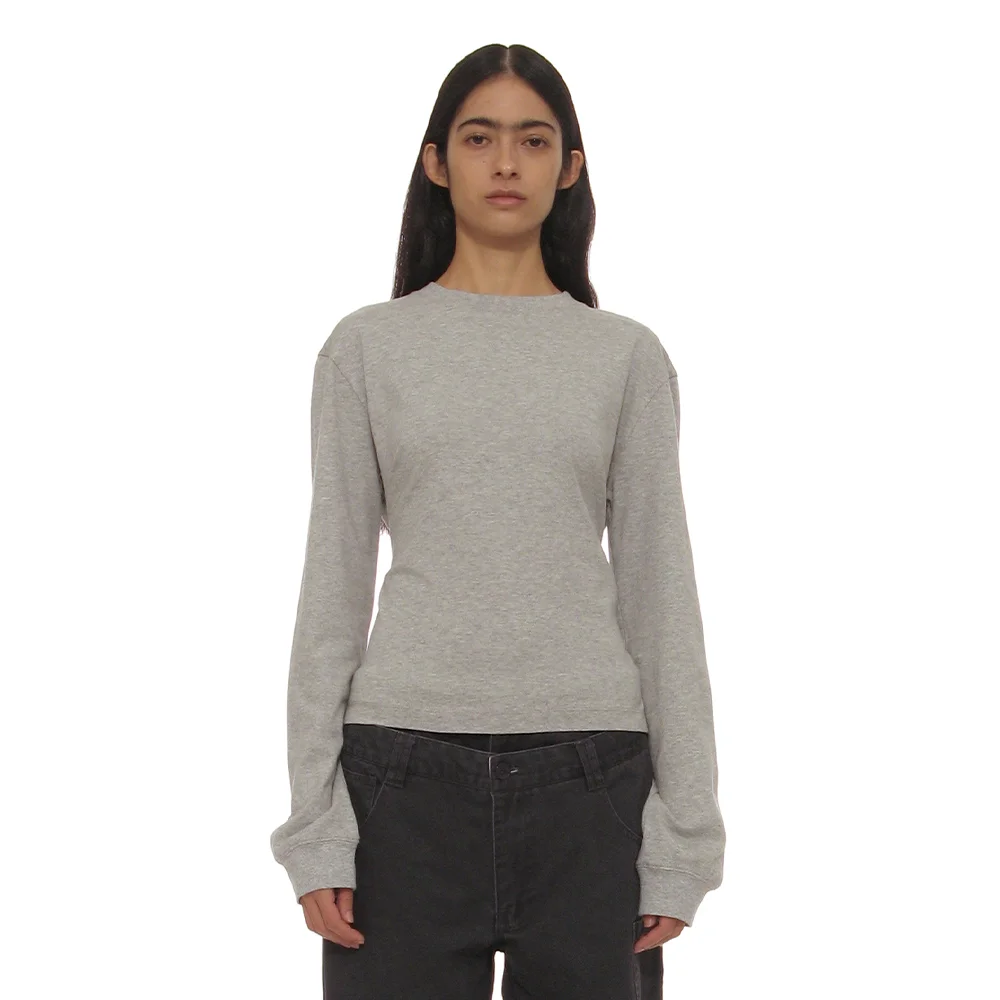 LAYERED SLEEVE-TIE LONG SLEEVE TOP_MELANGE