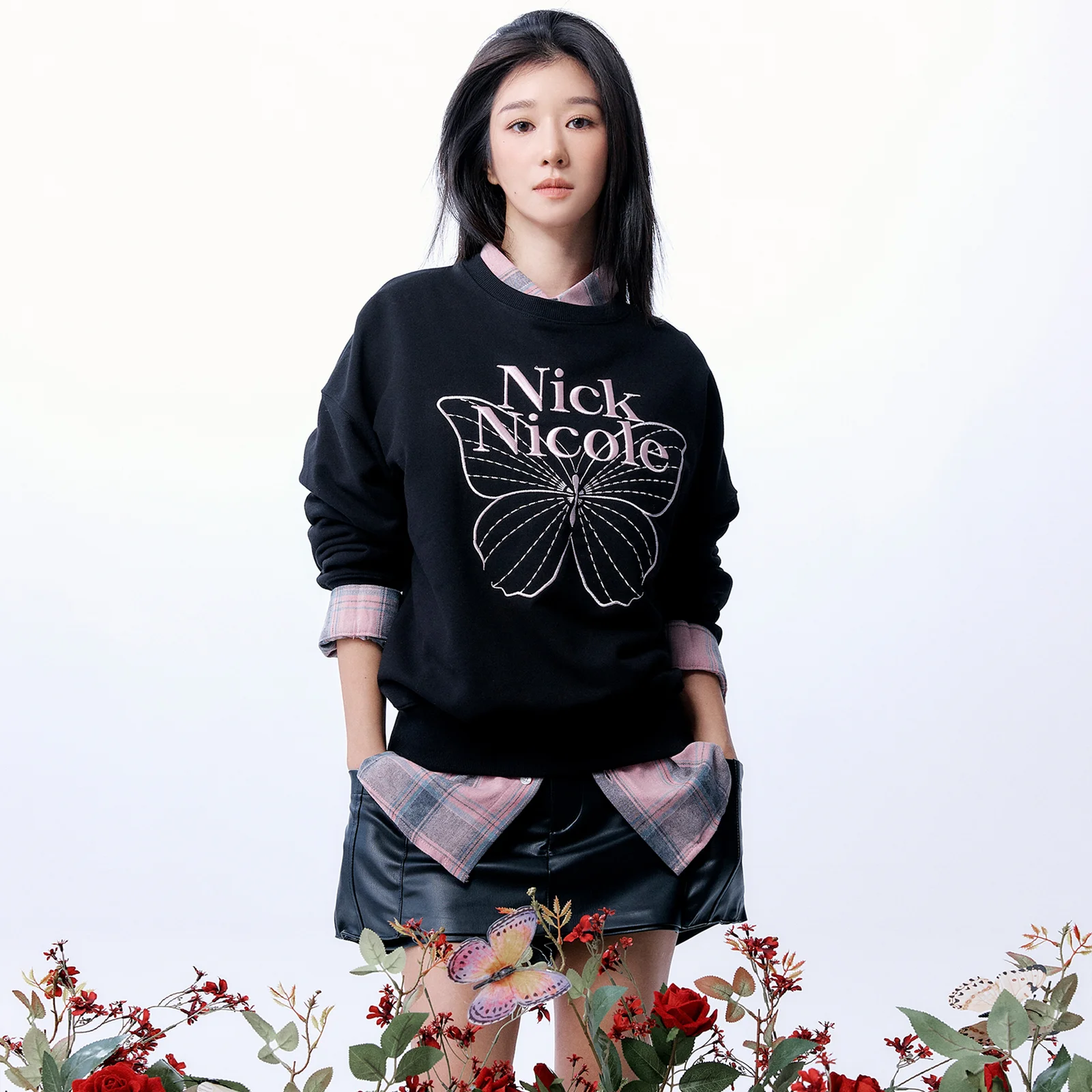 SOFT LEATHER WAIST MINI SKORT_BLACK