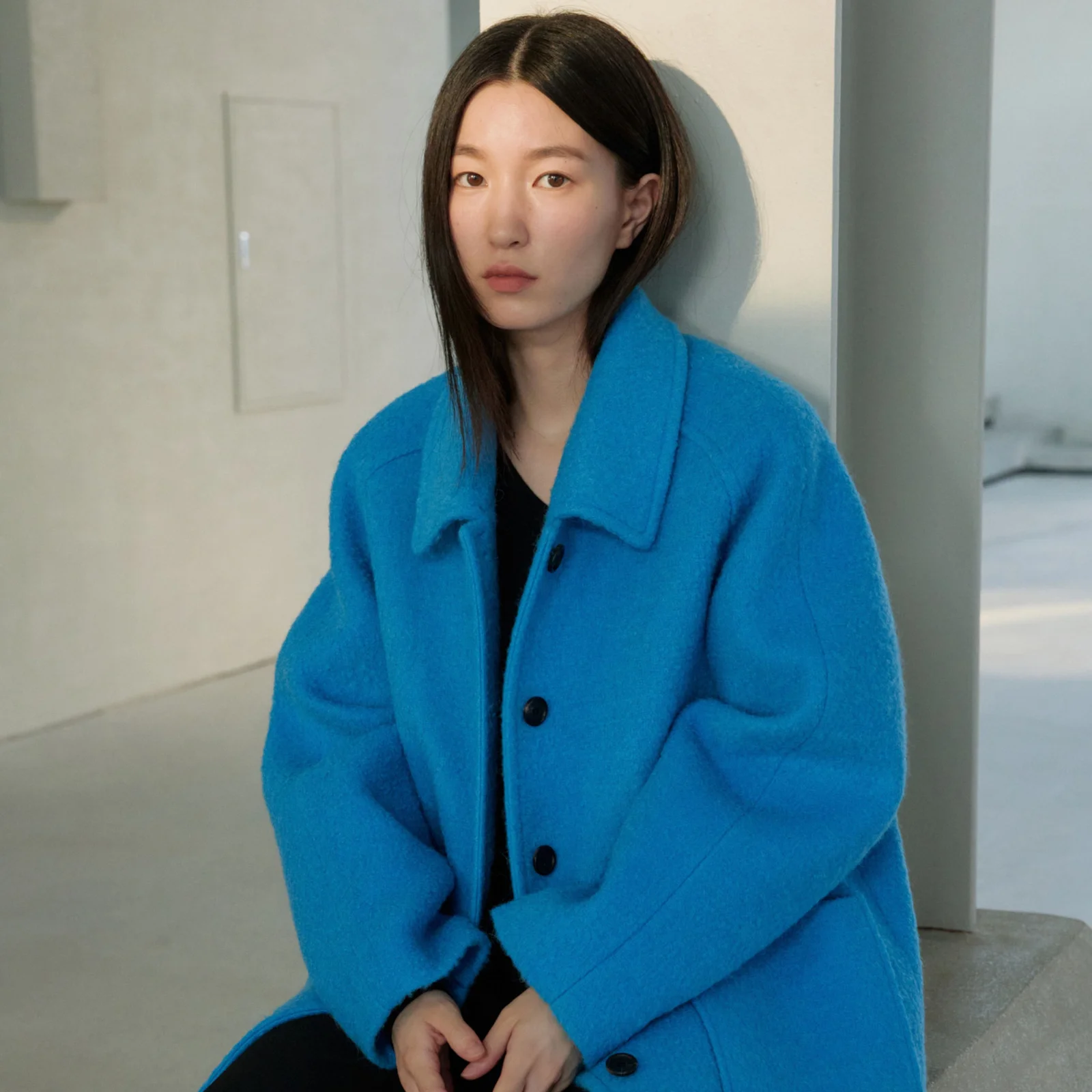 Boukle Raglan Half Coat-Blue