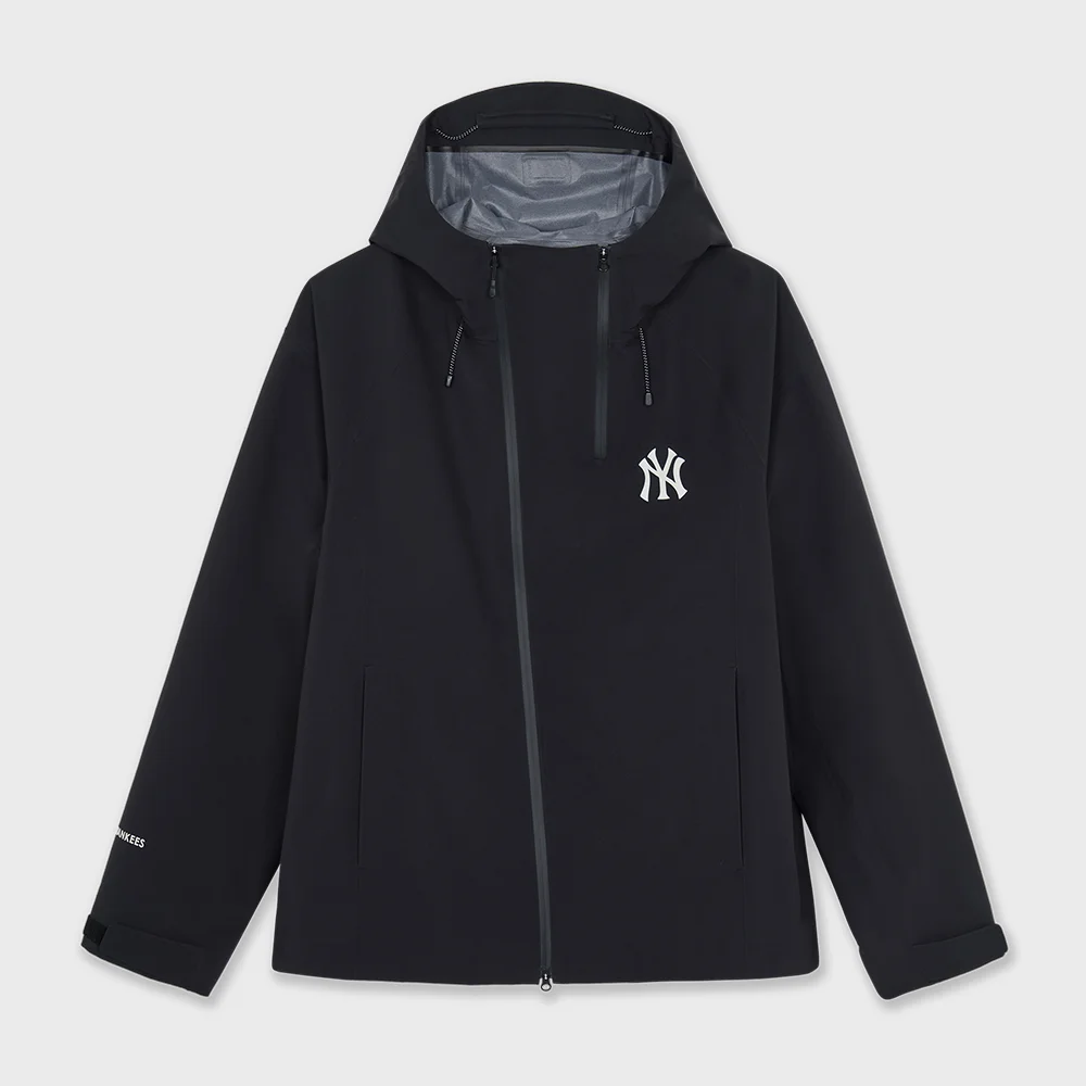 戶外機能風 3L 斜向 拉鏈 防風外套 NY (Black)