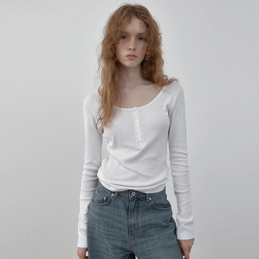 Veni Scoop button t-shirt (ivory)