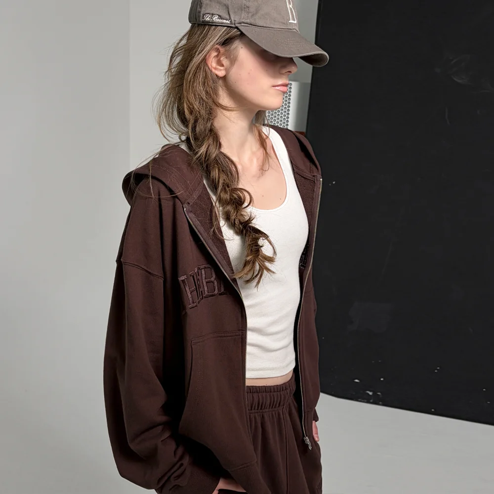 Campie Sweat Zip-Up Hoodie Jacket_Brown