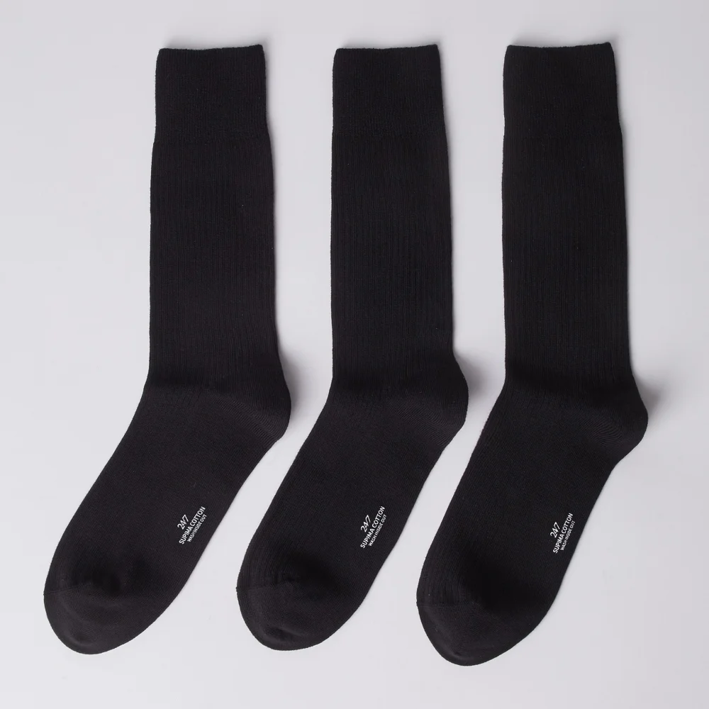 SUPIMA COTTON SOCKS 3PCS BLACK (247)
