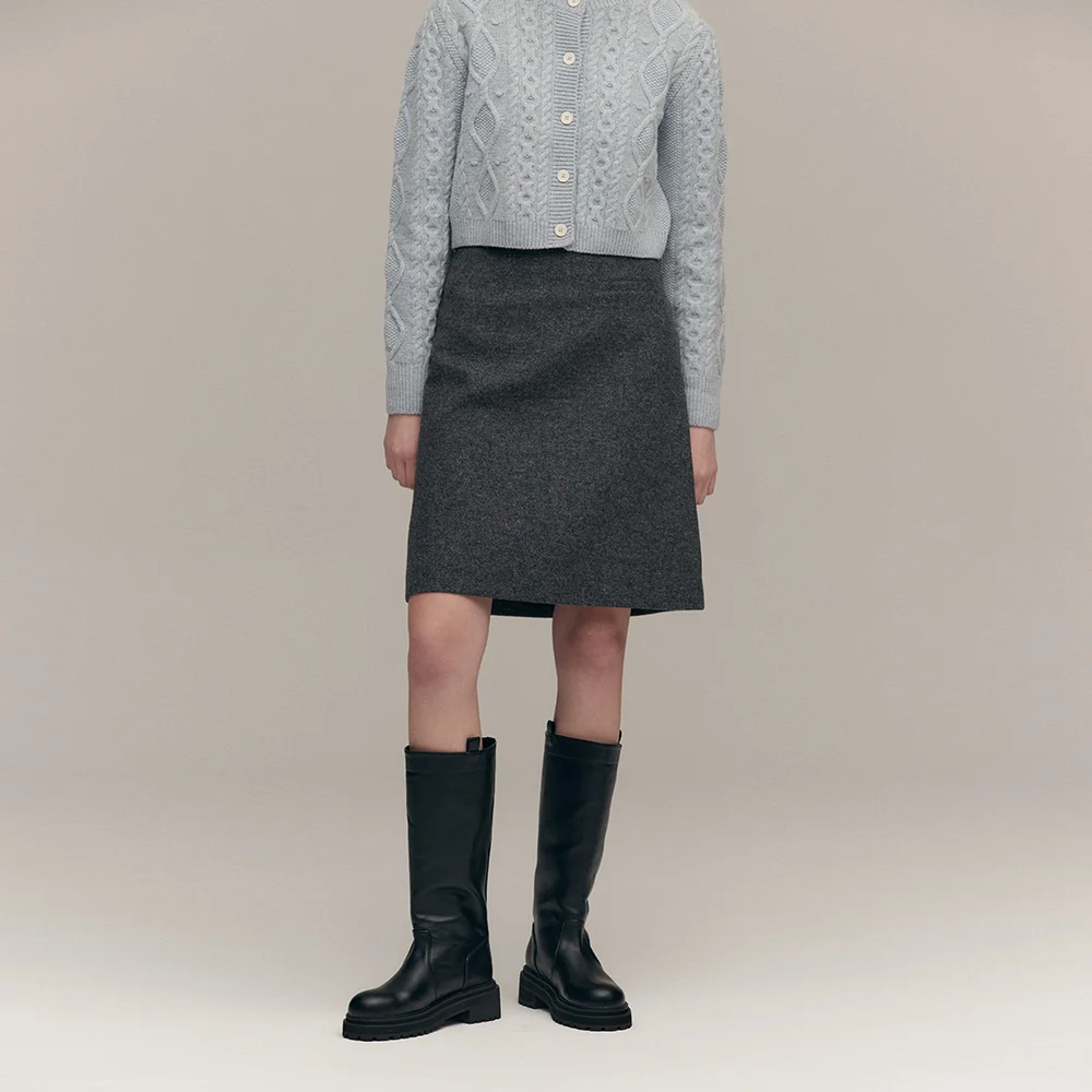 WOOL MIDI SKIRT (dust gray)