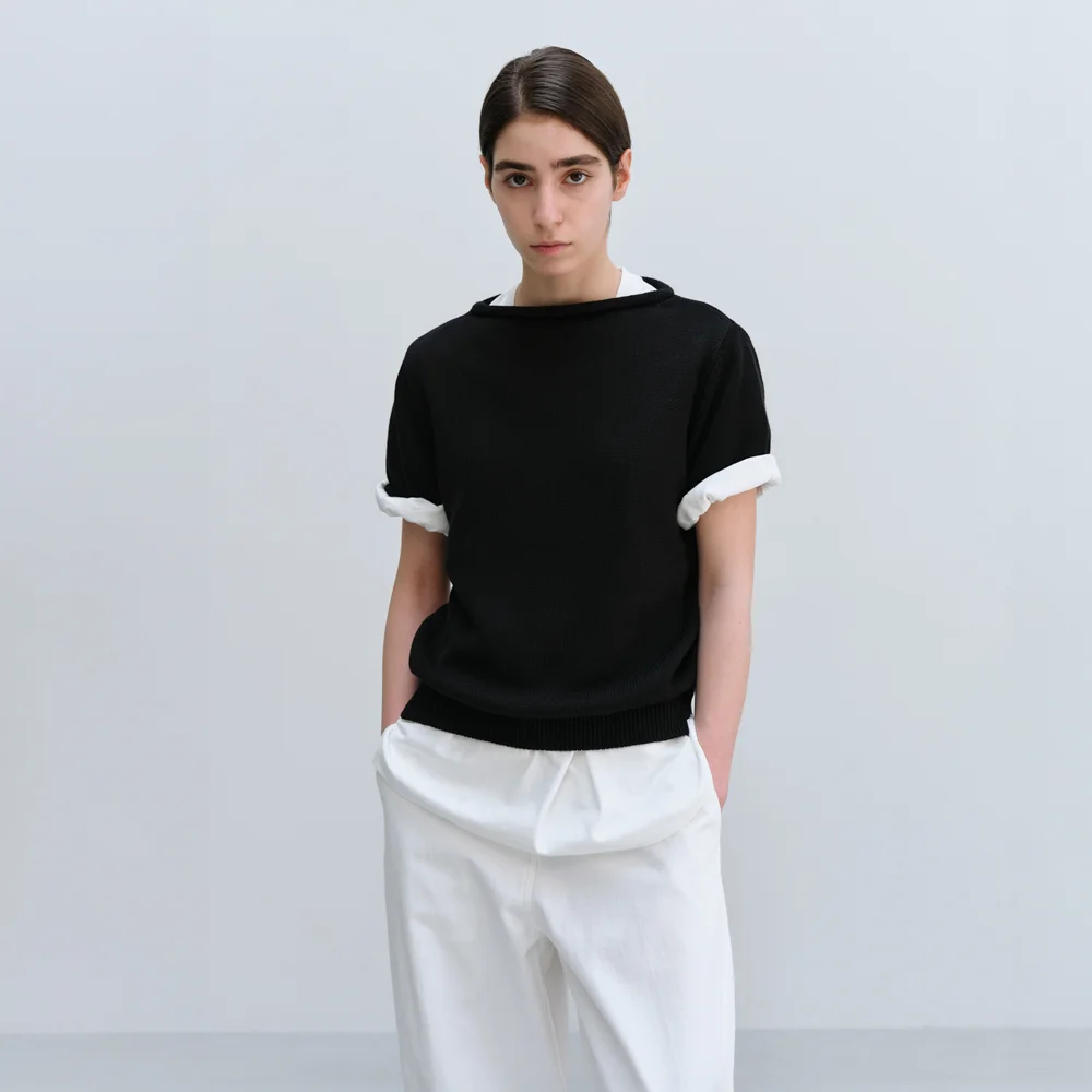 Cannoli Half Sleeve Knit in Black