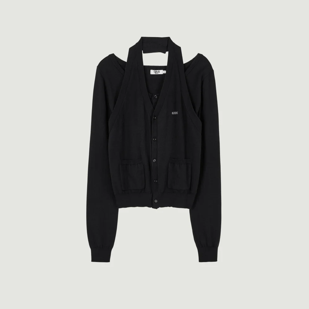 TILDA HALTER CARDIGAN (BLACK)