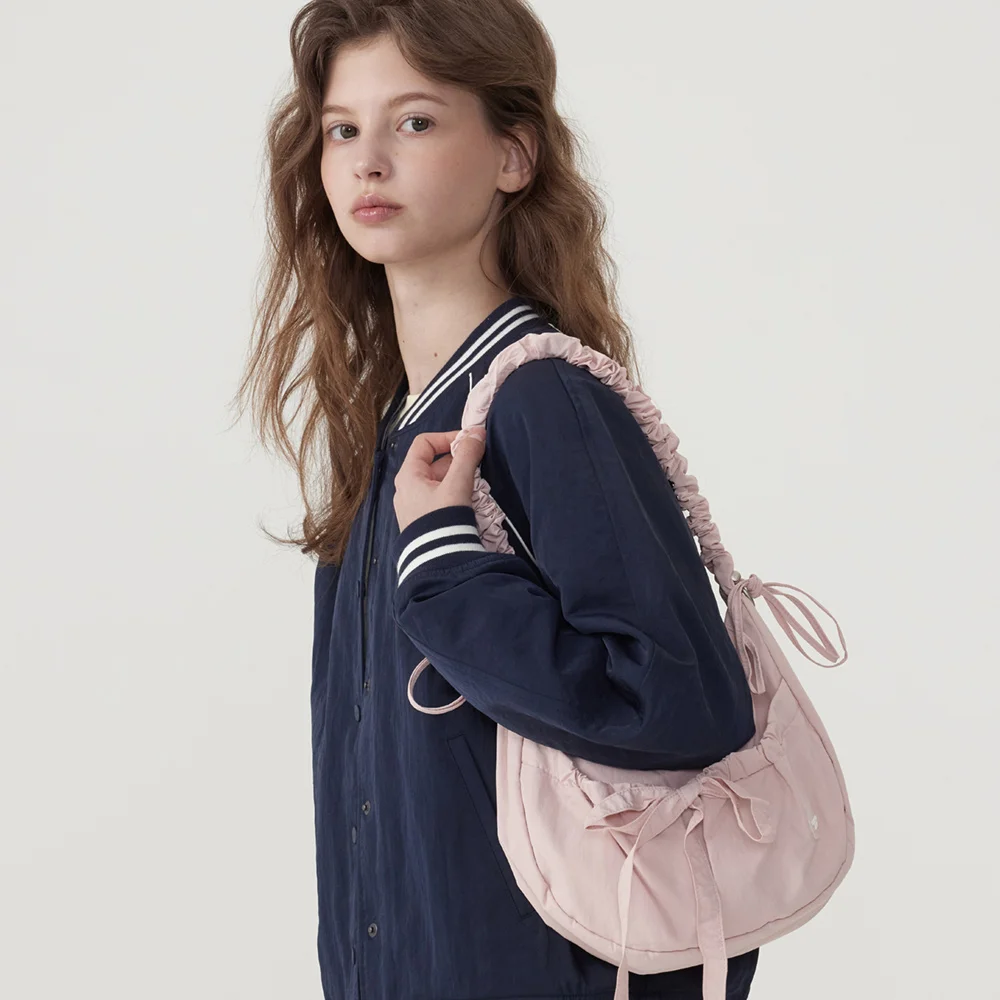 Cloverheart 抽褶 中度 尼龍 Hobo Bag Pink
