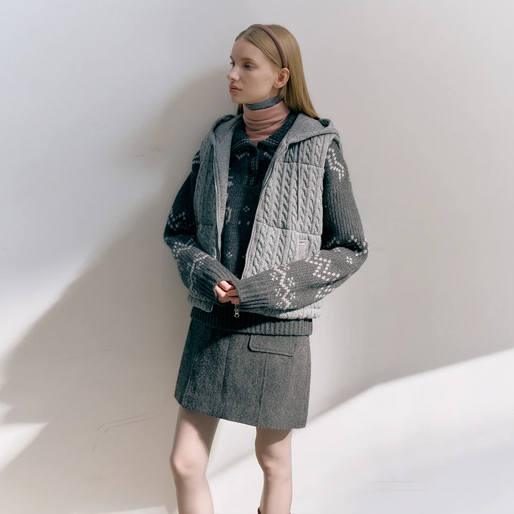KNIT PADDING VEST (ash gray)