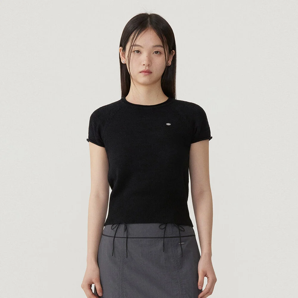 女裝 圈圈紗 插肩 半 針織衫 Black