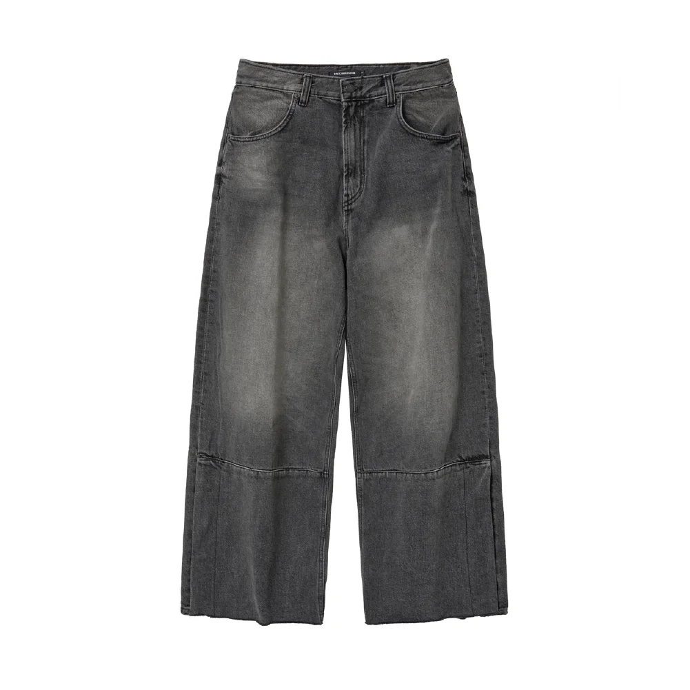 Flare Button Jeans Washed Black