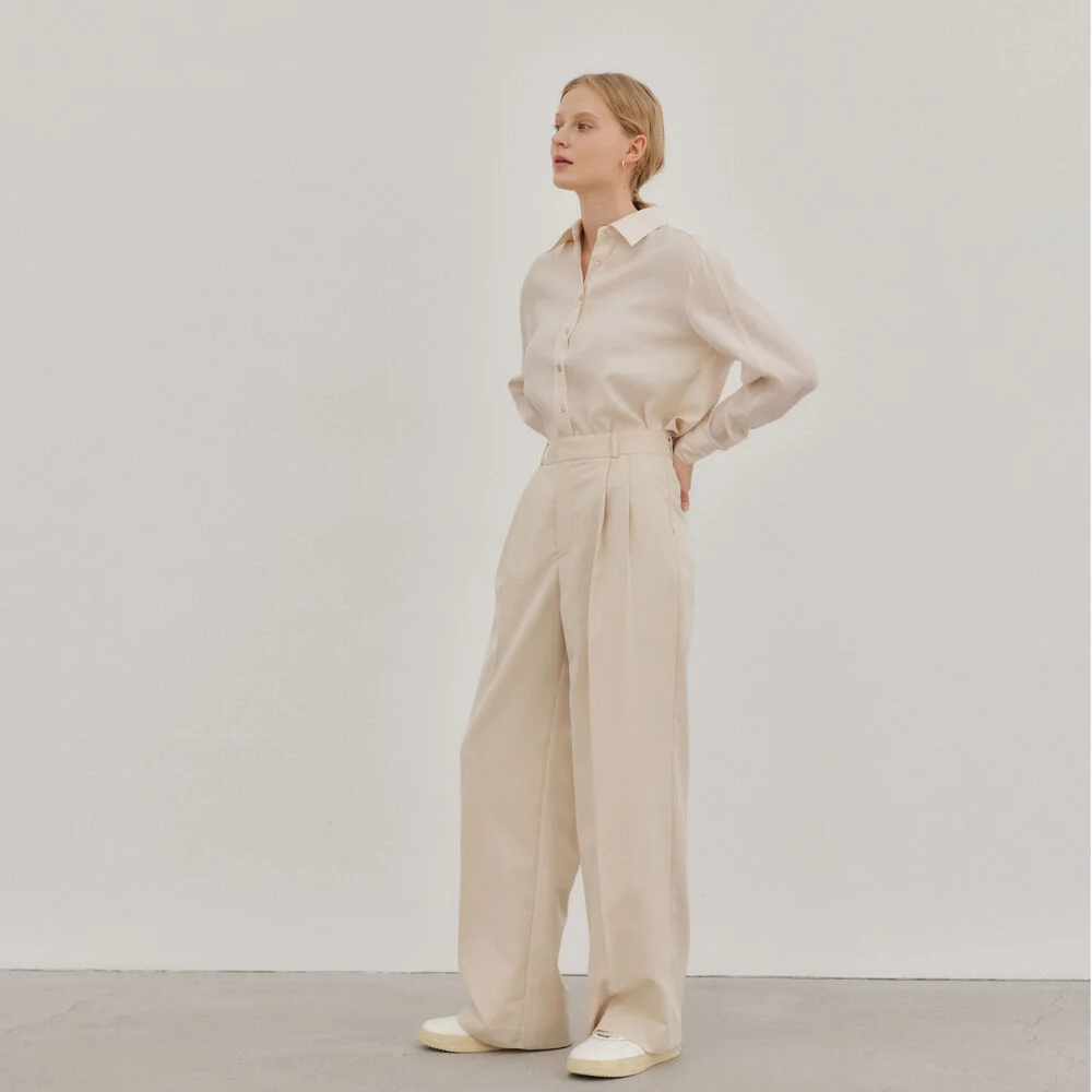 TUCKED LINE PANTS_BEIGE