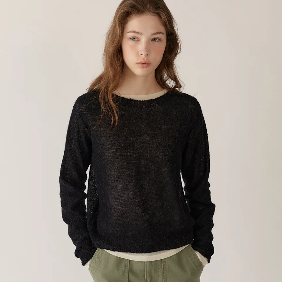 alpaca sheer pullover (black)