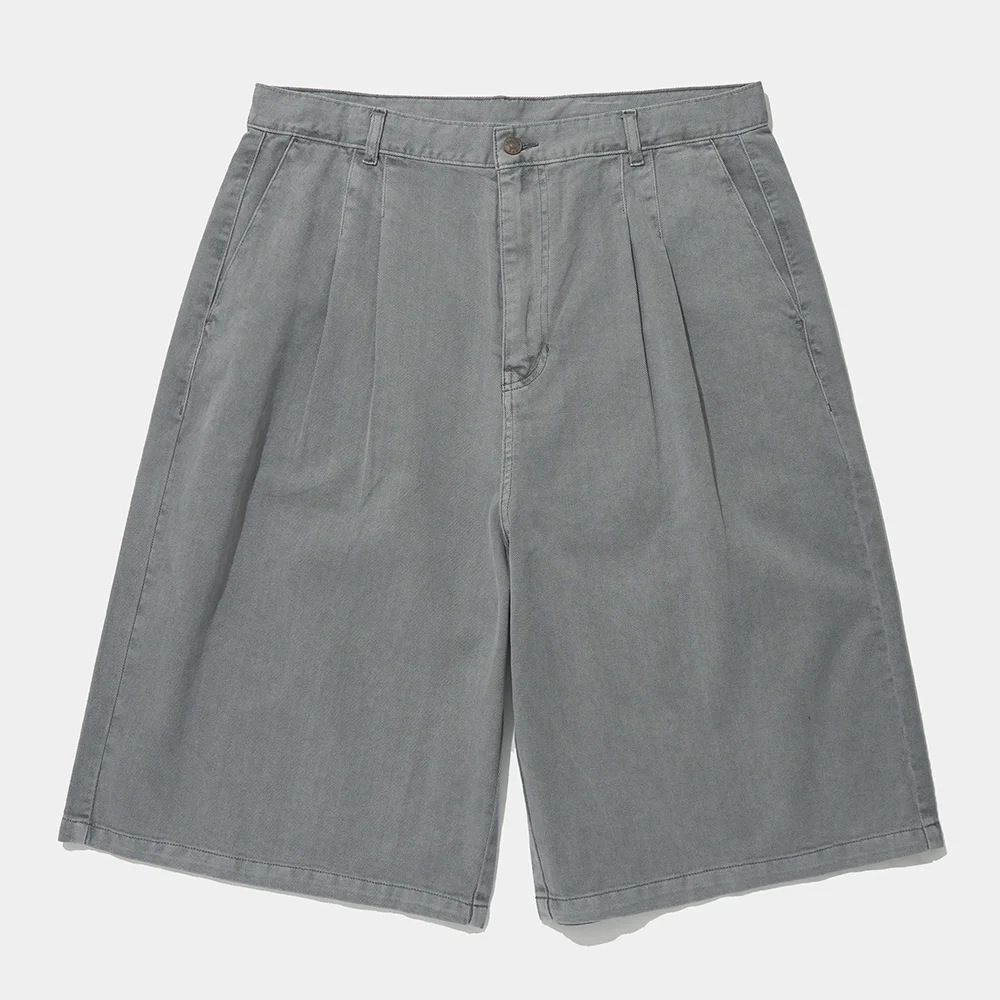 TWOTUCK DYED TWILL BERMUDA SHORTS PANTS_GRAY