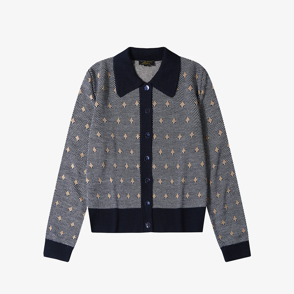 GRIVES-JACQUARD CARDIGAN_Navy