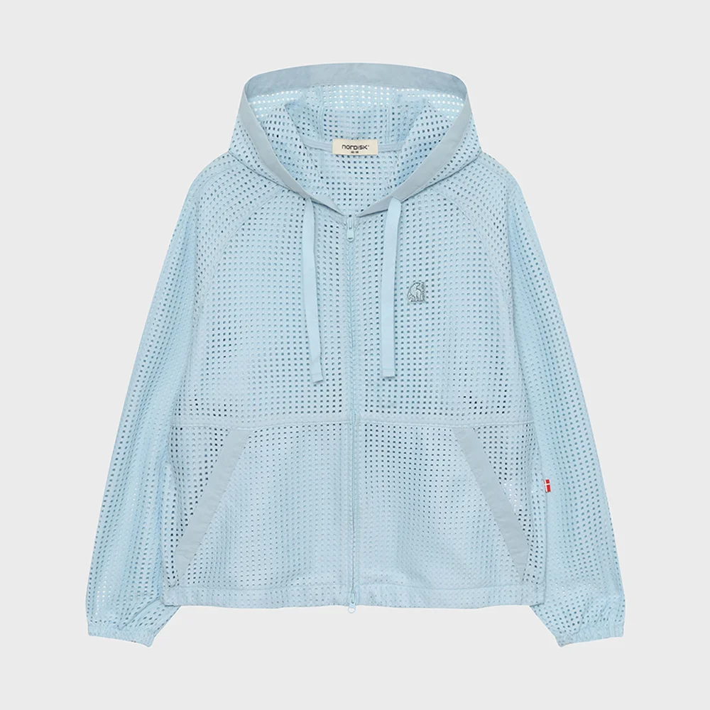 Perrier 彈力 網布 連帽衫 外套 - W_Light Blue_OWM26124B1
