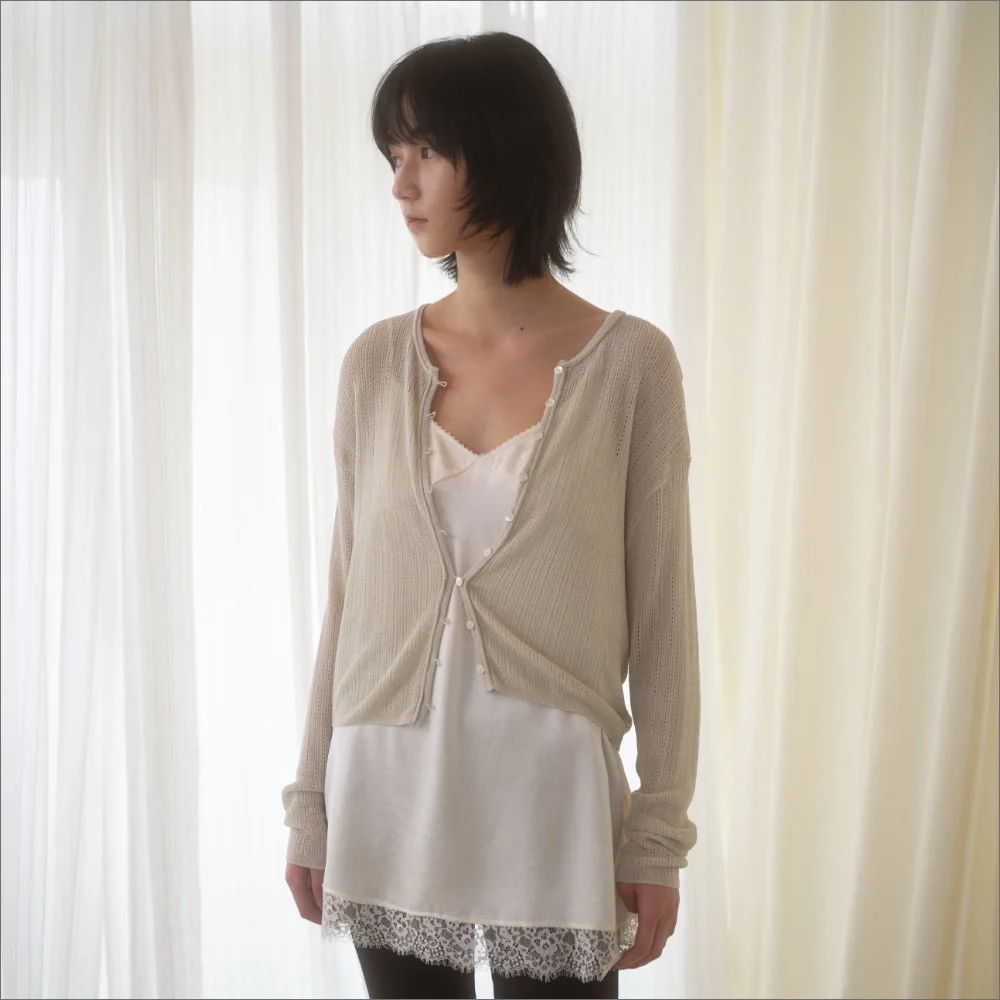 SARUBI LINEN CARDIGAN_LIGHT GREEN