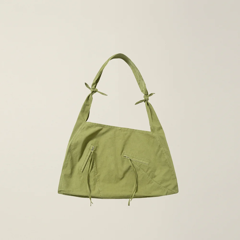 GARMENT DYED 2 WAY STRAP TOTE BAG (LARGE) MOSS KHAKI