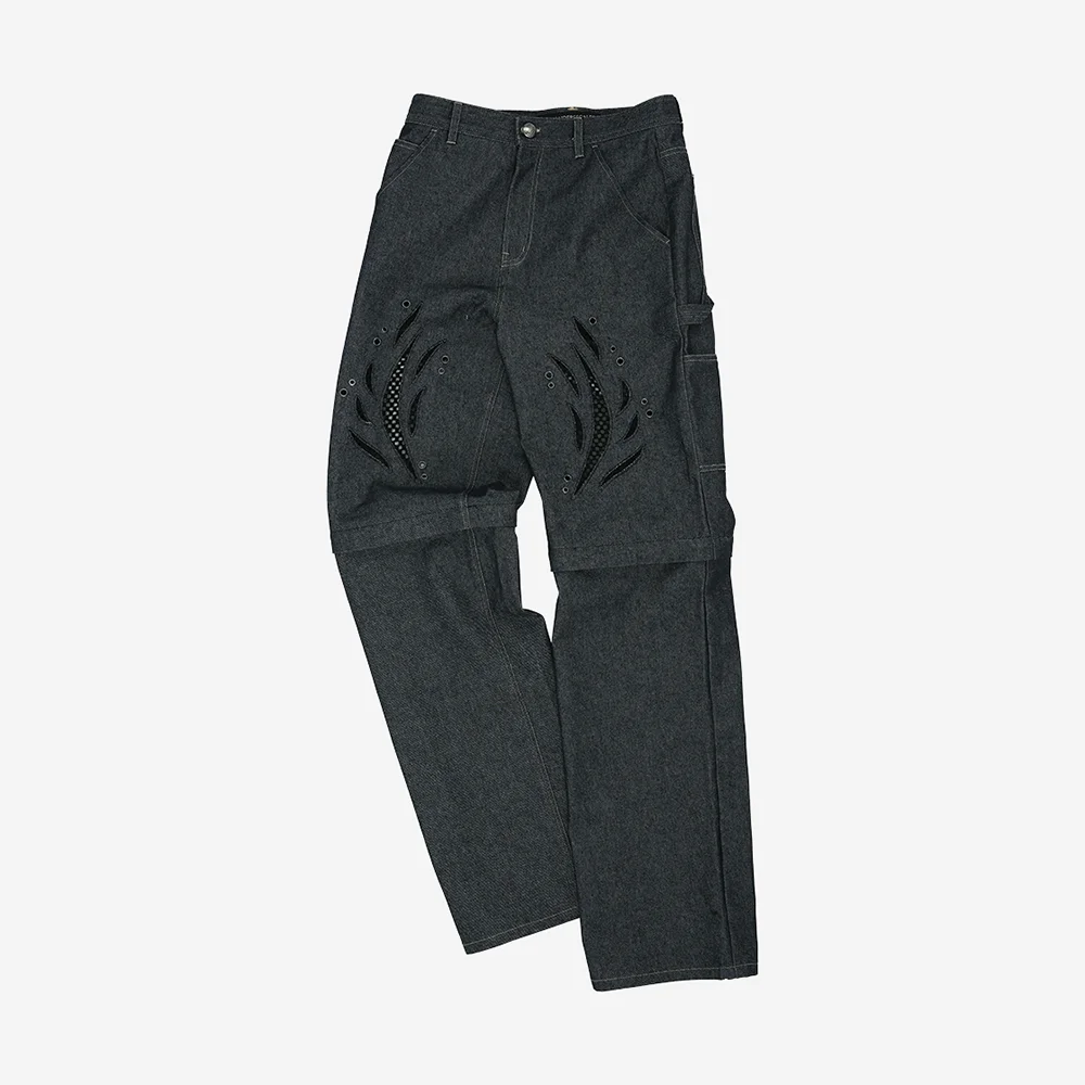 LASER CUT-OUT WIDE LEG JEANS apa694m(INDIGO)