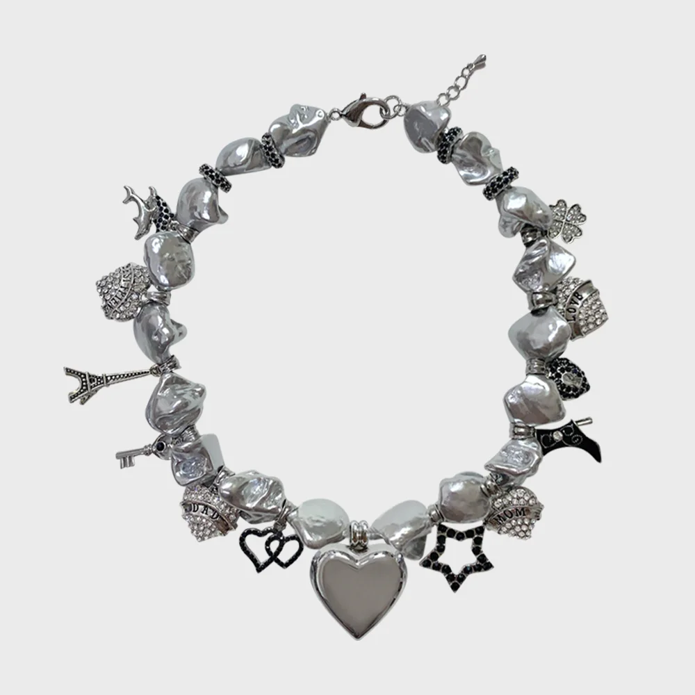 Silver universe necklace