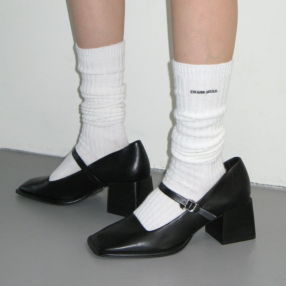 LOGO CASHMERE KNEE SOCKS_WHITE