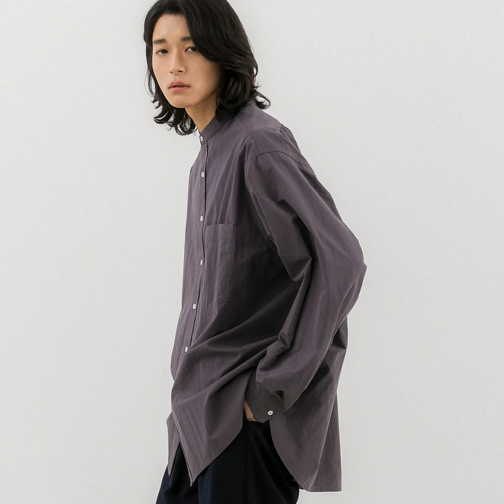 BIGBOY STAND COLLAR SHIRTS (CHARCOAL)