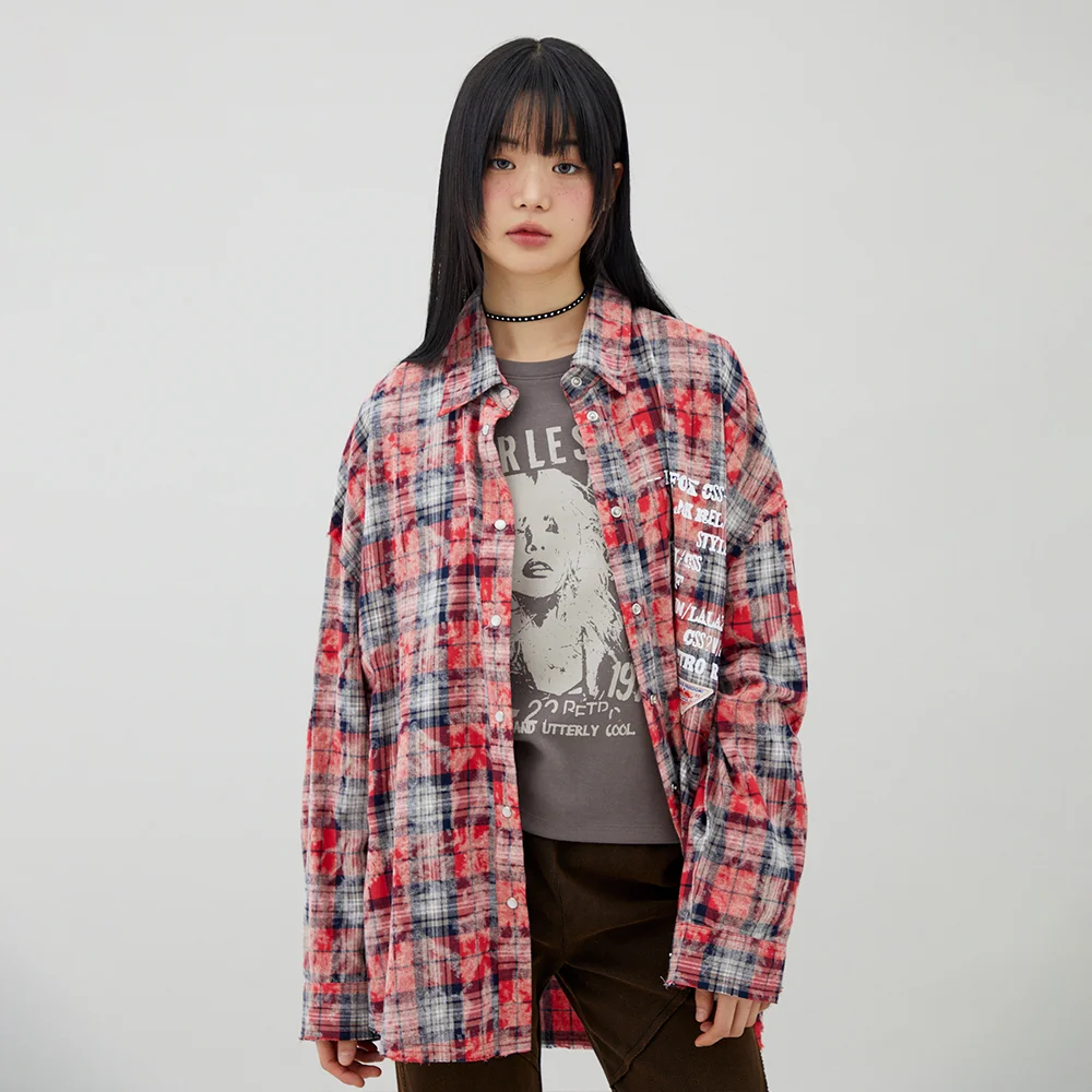 CHECK OVERSIZED SHIRT RED BQ4CB002