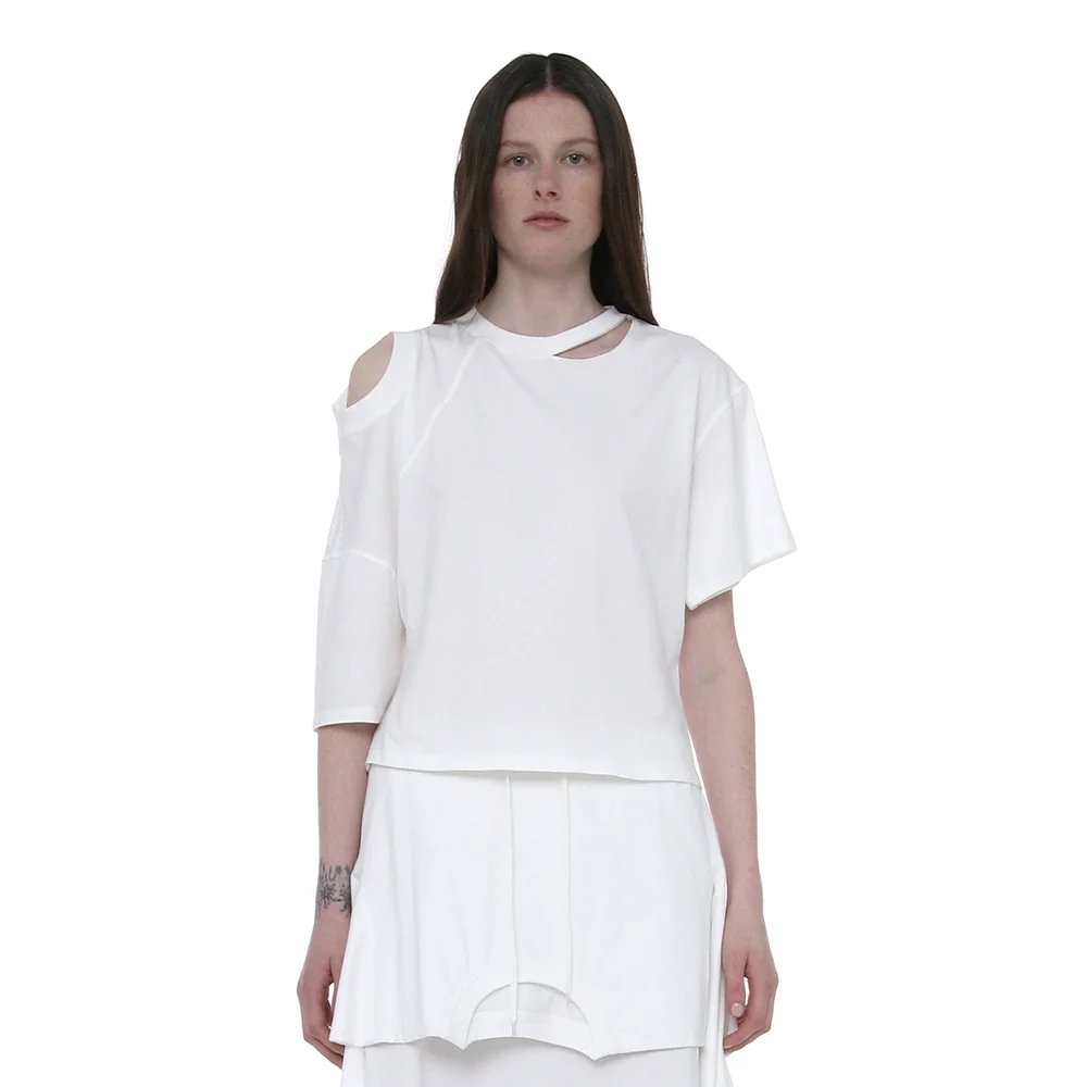 2WAY CUT-OUT DECONSTRUCTED TOP_WHITE