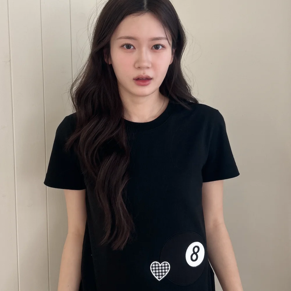 8-Ball Check Heart Point T-shirt Black