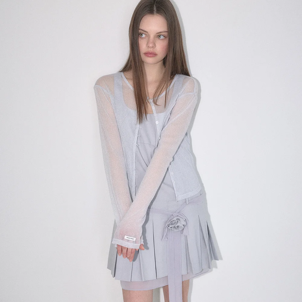 SHEER SLIM CARDIGAN (LIGHT GREY)