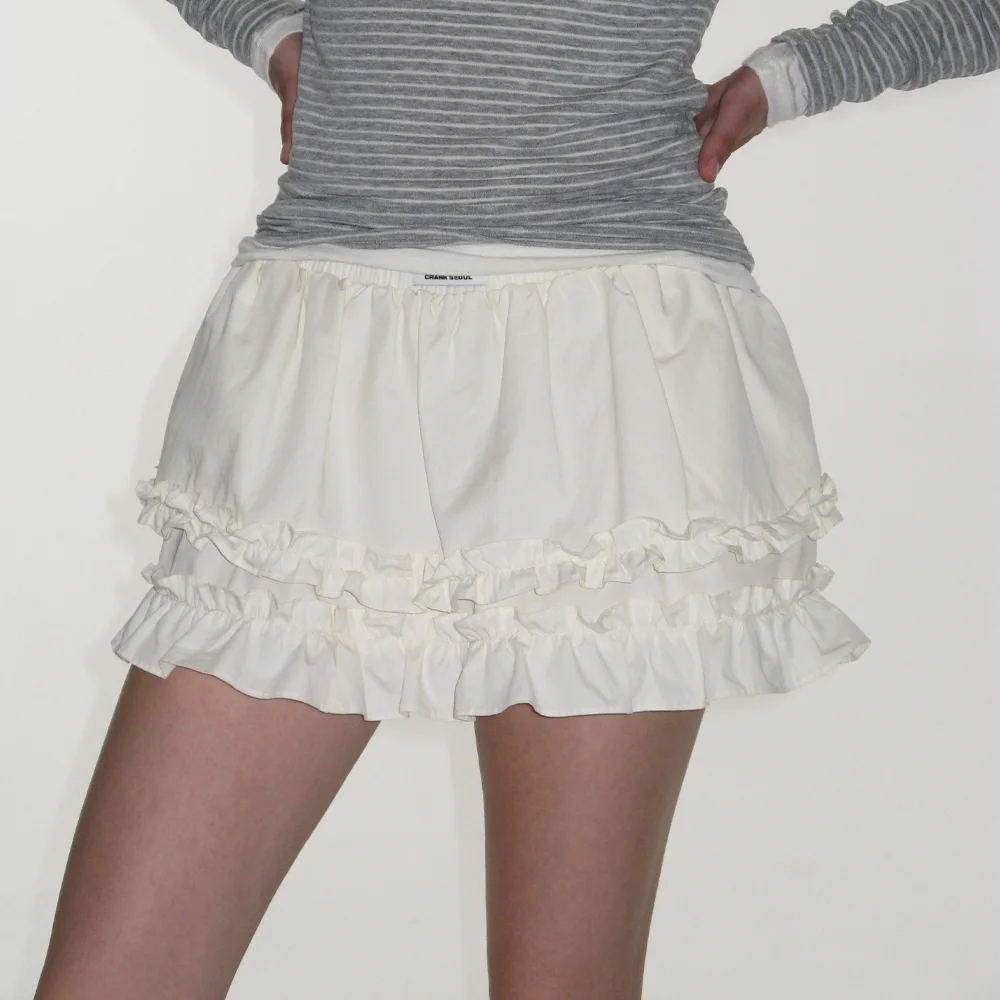 FRILL LAYERED MINI SKIRT_CREAM