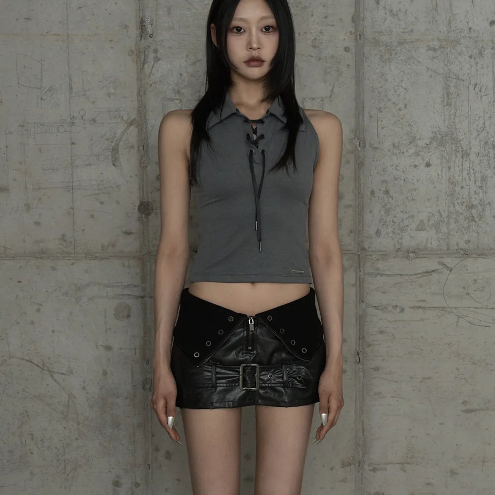 Halter Back Circle Corset Collar Sleeve (Dark gray)