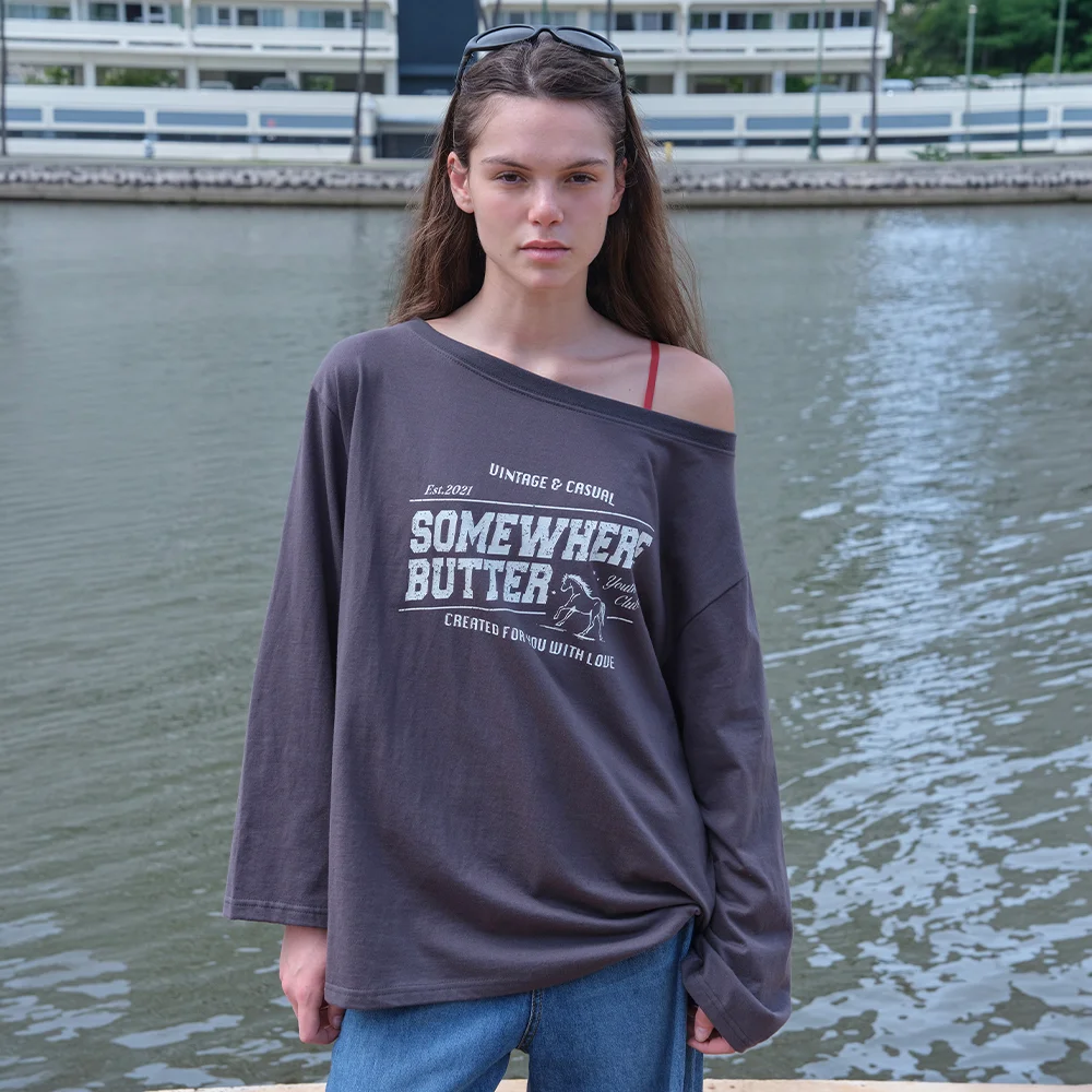 Vintage Horse Long Top - Charcoal