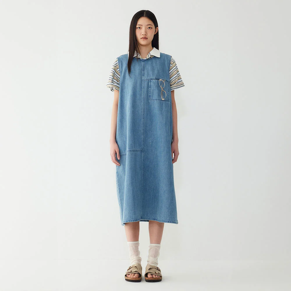 無袖 牛仔 連衣裙_藍色 91F6241784