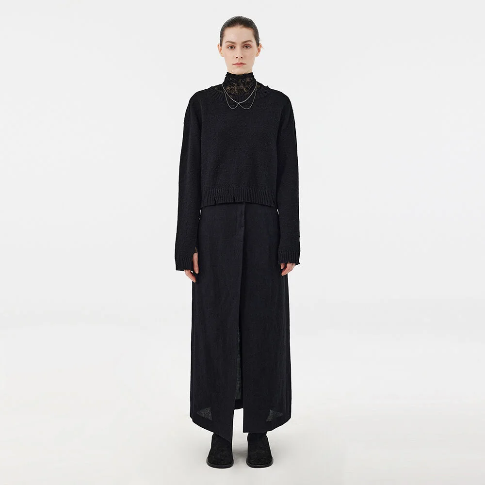 Damaged Cropped Knit - Black
