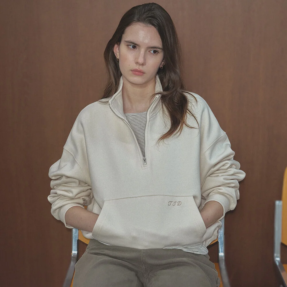 BRUSHED ZIP UP MTM _Cream