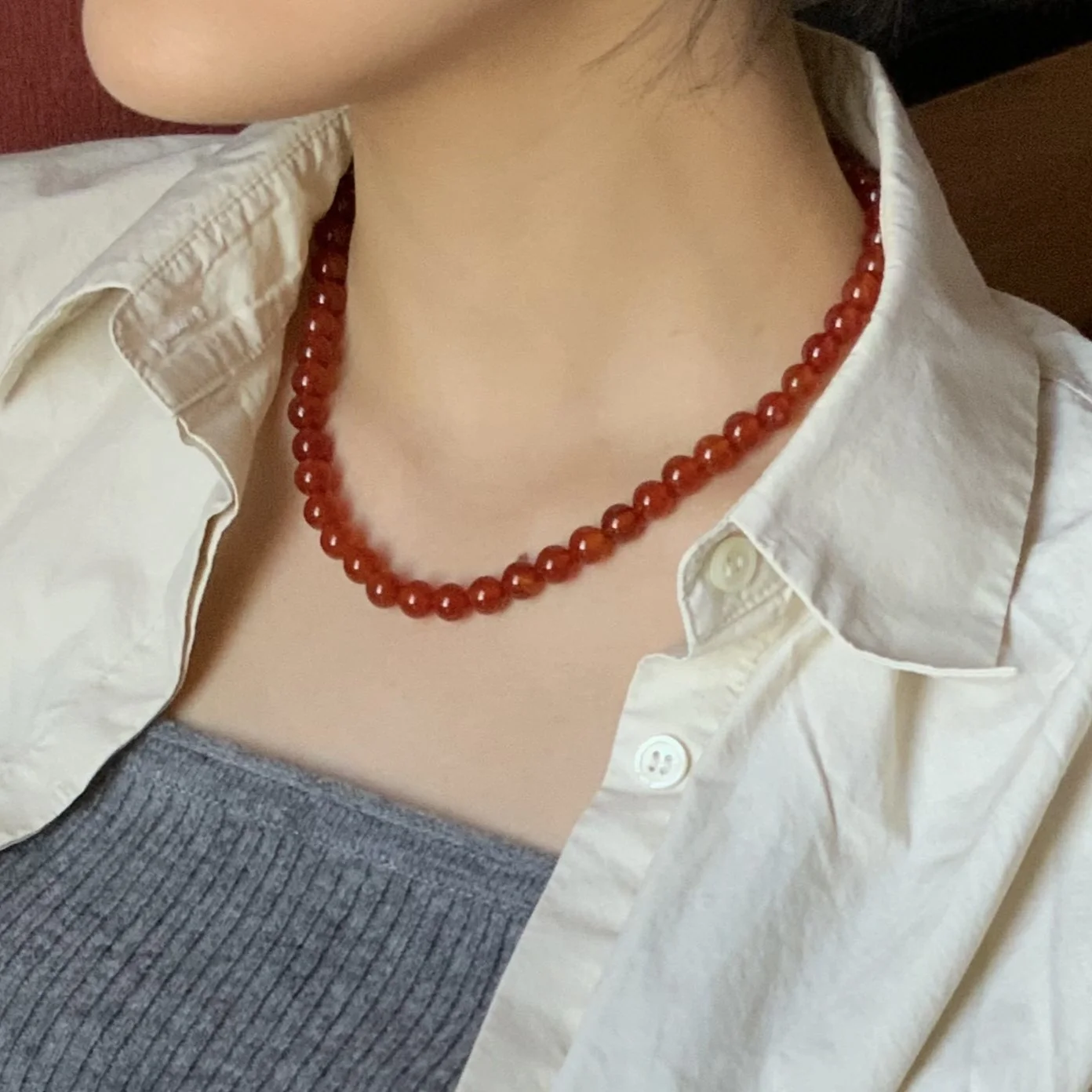 Carnelian necklace / 紅玉髓 Necklace (6,8mm)
